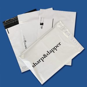 1000 - Custom Printed (Black Ink) White Mailing Bags 250mm x 350mm