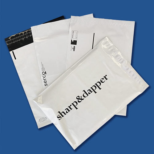 Kirkegård historisk valgfri 1000 - Custom Printed (Black Ink) White Mailing Bags 250mm x 350mm - Bayard  Packaging